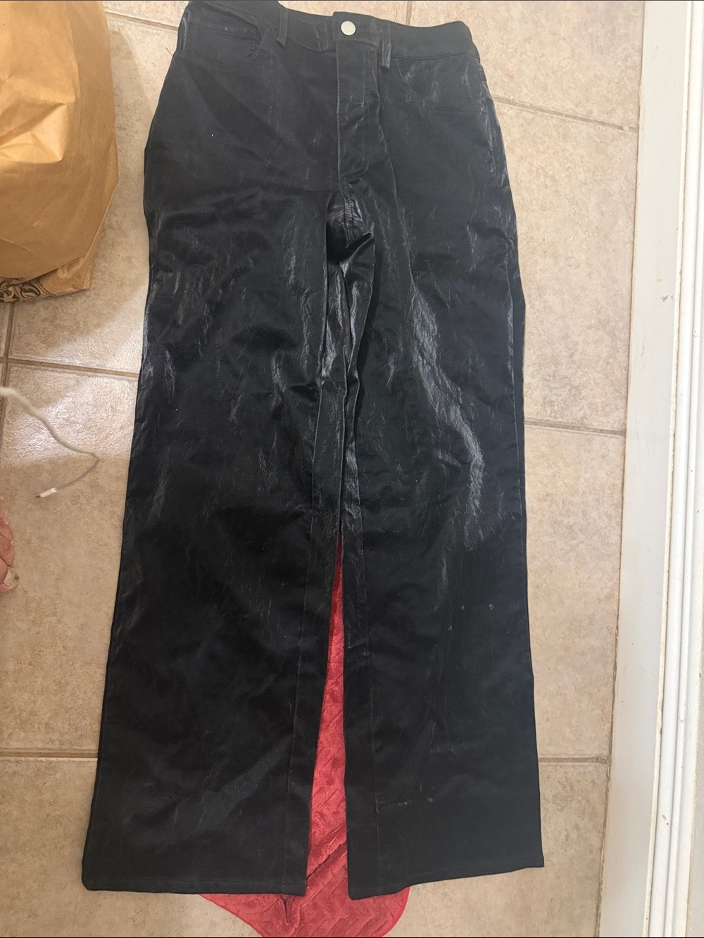 Forever 21 Black Coated Wide-Leg Skirt